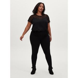 BLACK DOTTED MESH & CHARMEUSE TOP